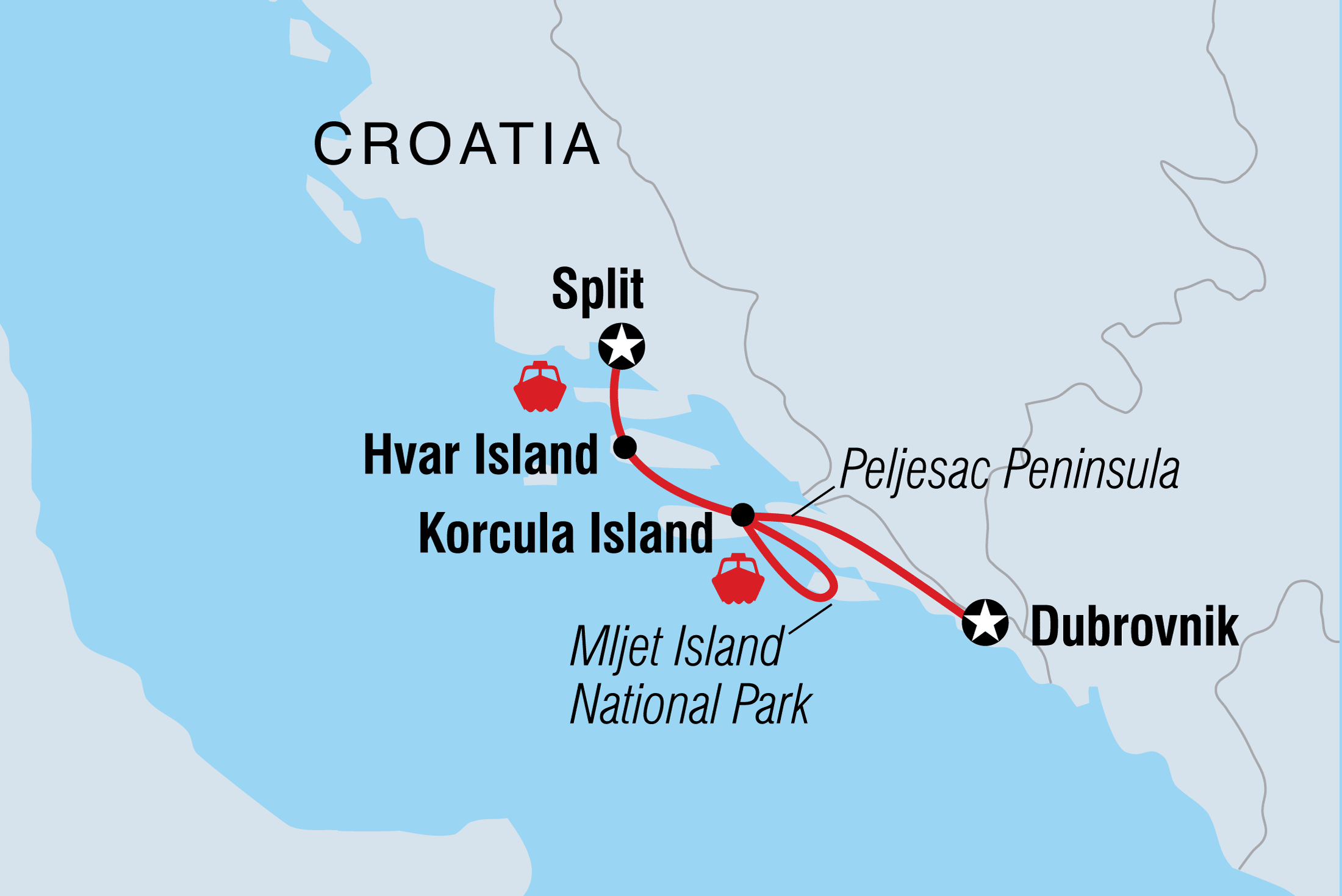 Map of Explore Croatia including Croatia