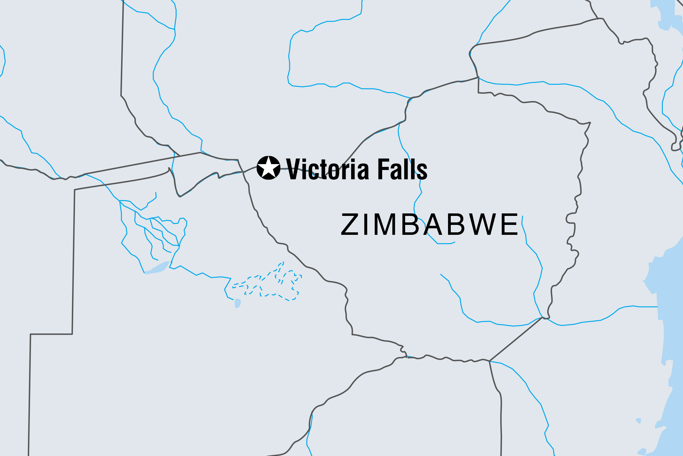 Map of Vic Falls Short Break including Zimbabwe