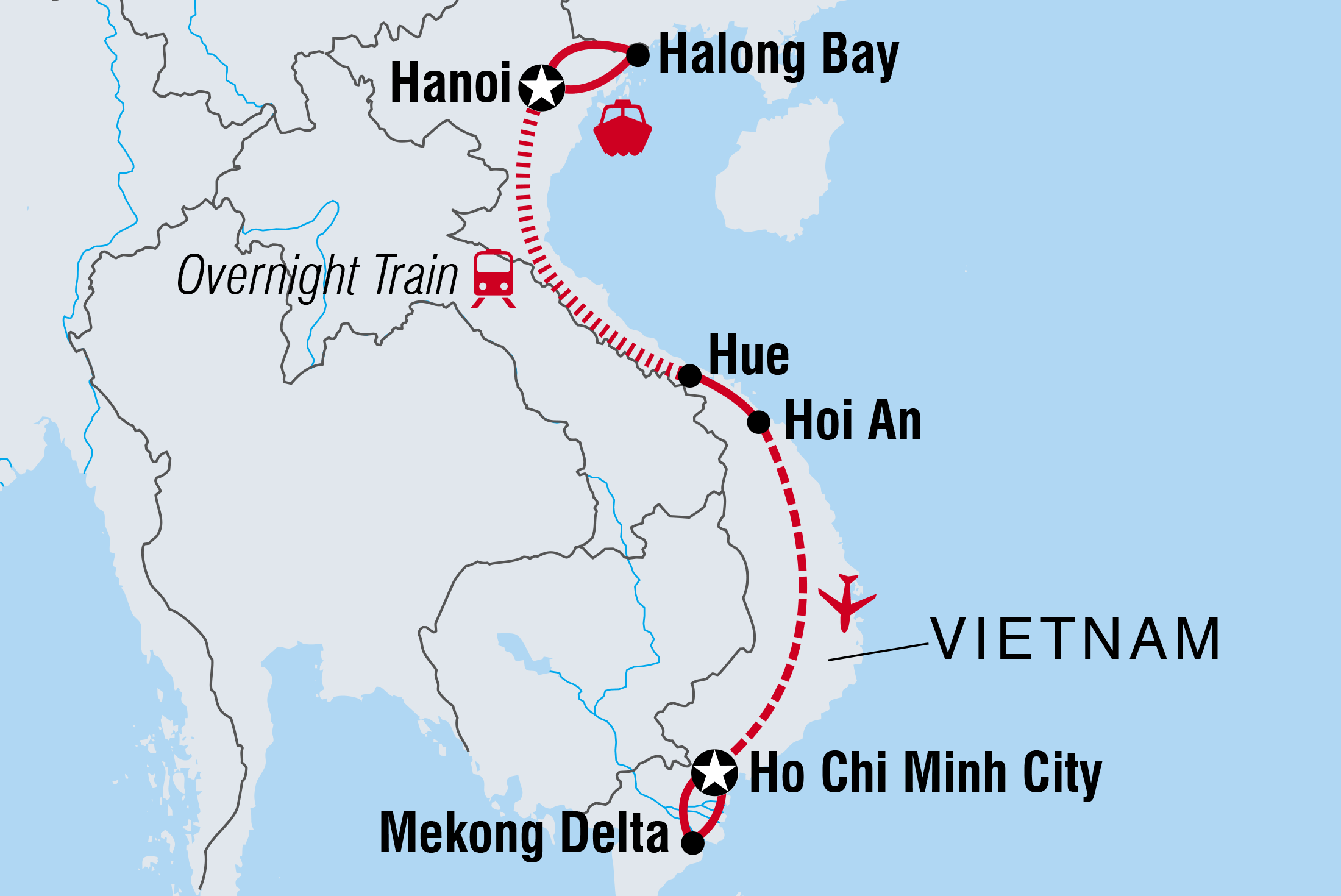 Map of Vietnam Real Food Adventure including Vietnam