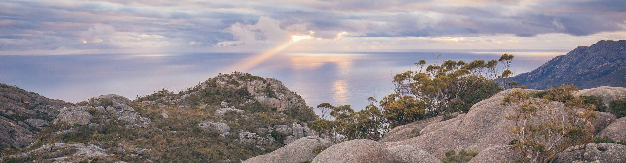 Sunset over Freycinet Mountain, Tasmania, Australia 