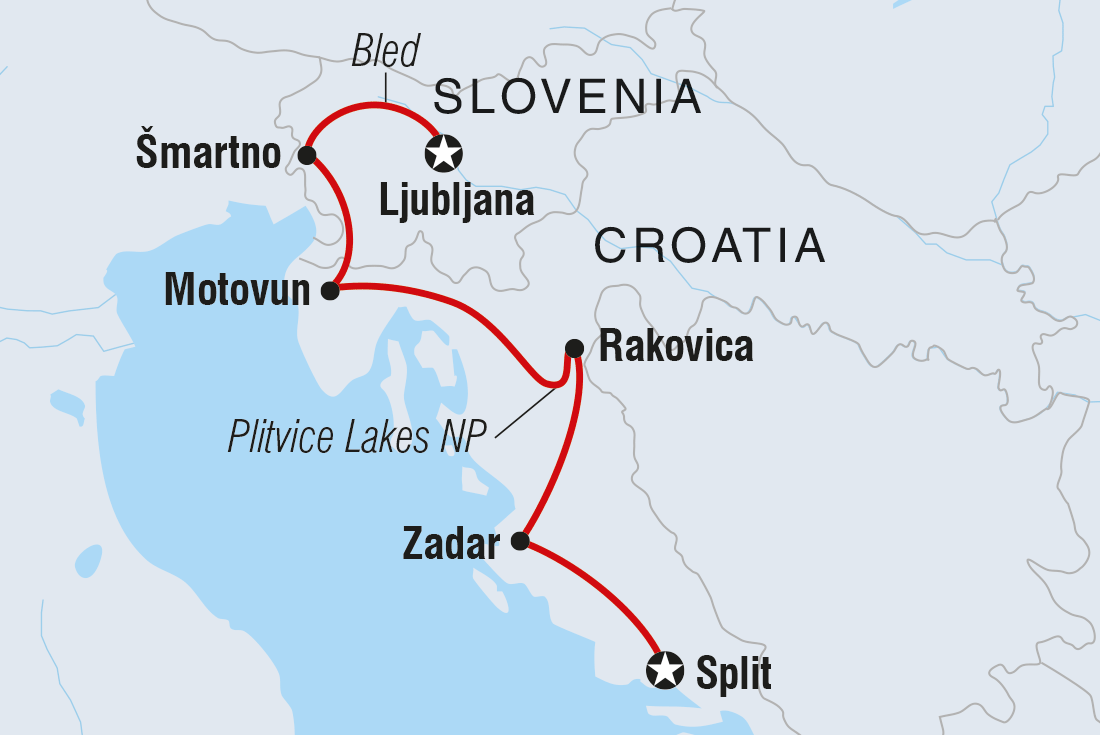 Map of Ljubljana To Split Real Food Adventure including Croatia and Slovenia