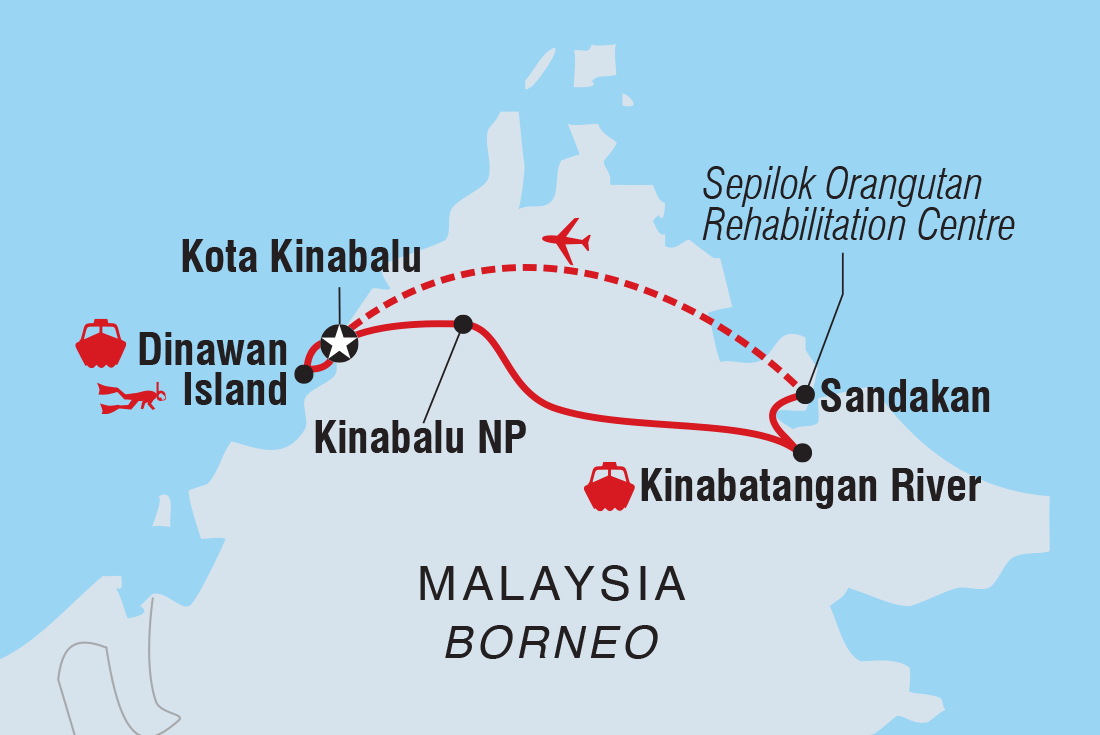 Map of Borneo Family Holiday Comfort including Malaysia