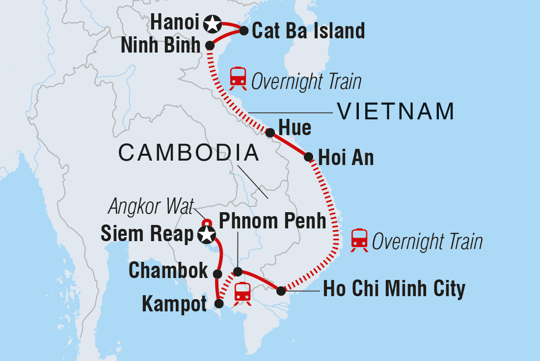Map of Vietnam & Cambodia Explorer including Cambodia and Vietnam