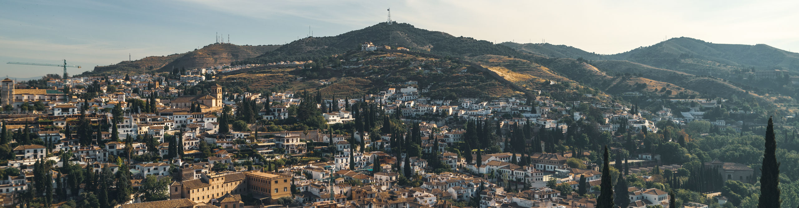 View of the Alhumbra a fortress in the late afternoon sun, in Andalusia, Spain, 