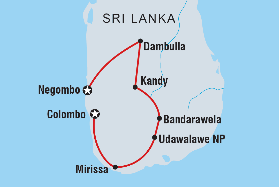 Map of Sri Lanka Family Holiday including Sri Lanka