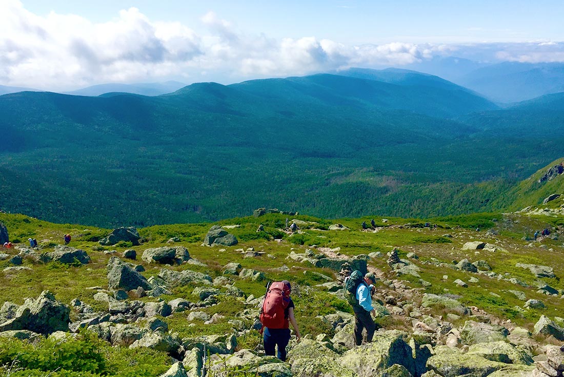 Hikers enjoying the view on the Appalachian Trail, New Hampshire, USA