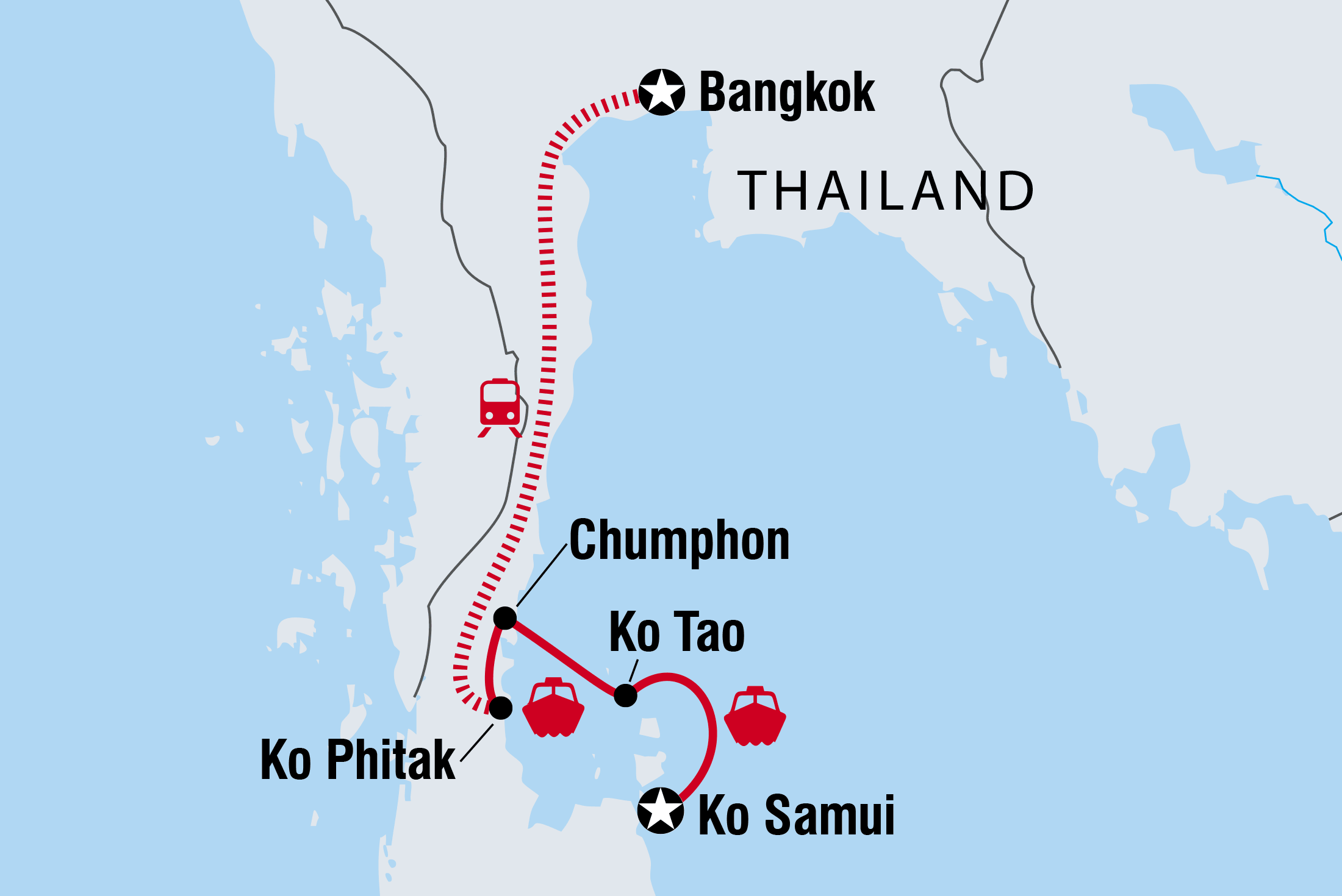 Map of Thailand Beaches: Bangkok To Ko Samui including Thailand