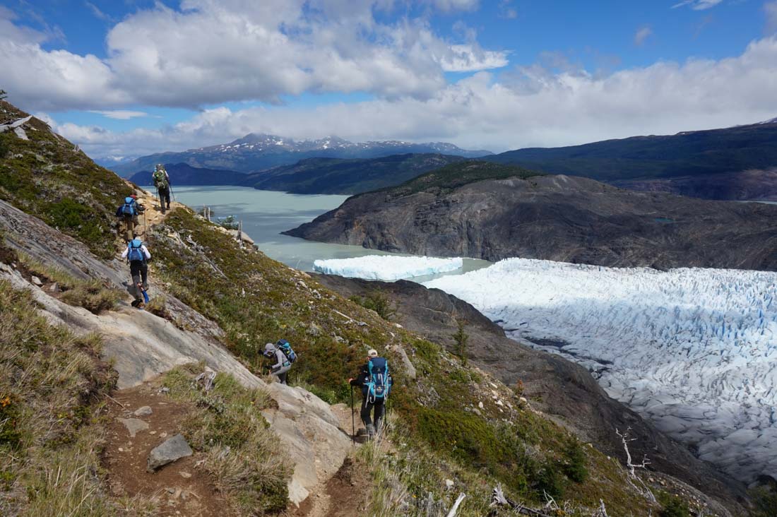 hikers in Torres del Paine, Patagonia, Chile