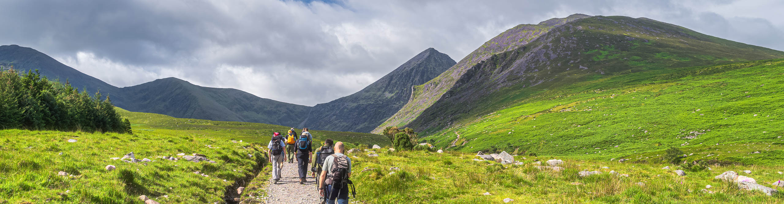 Group of hikers in Cronins Yard on the trail to Devils Ladder  Ireland Carrauntoohil, Ireland