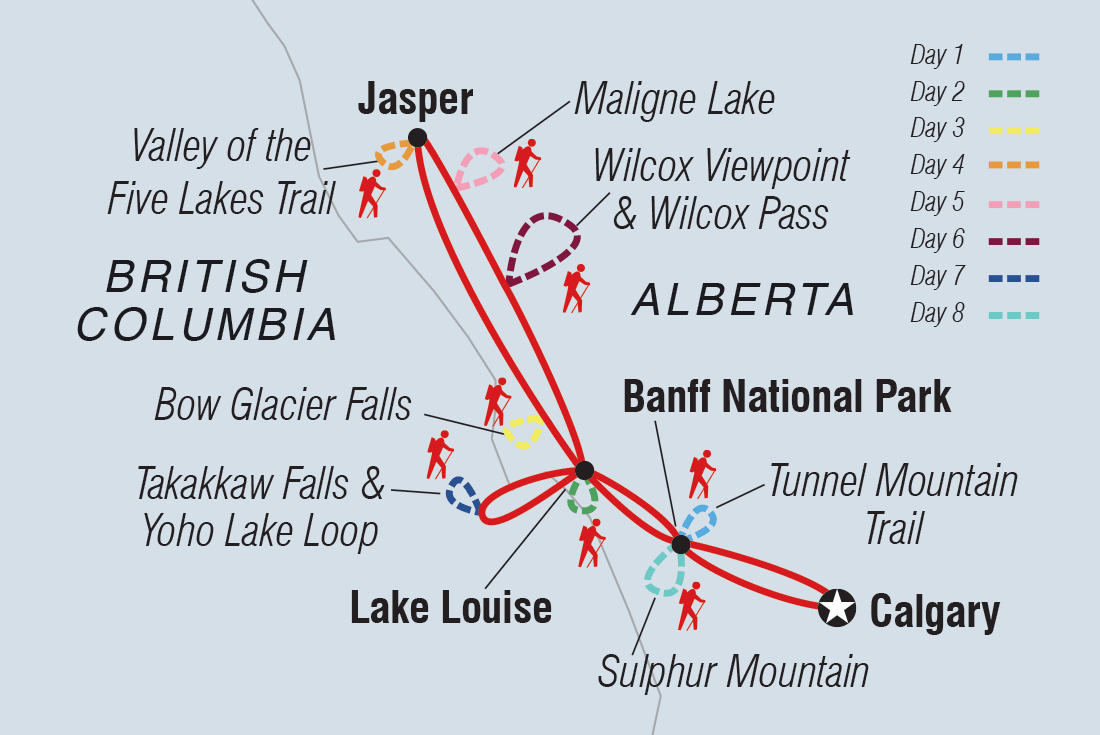 Map of Hiking In The Canadian Rockies including Canada