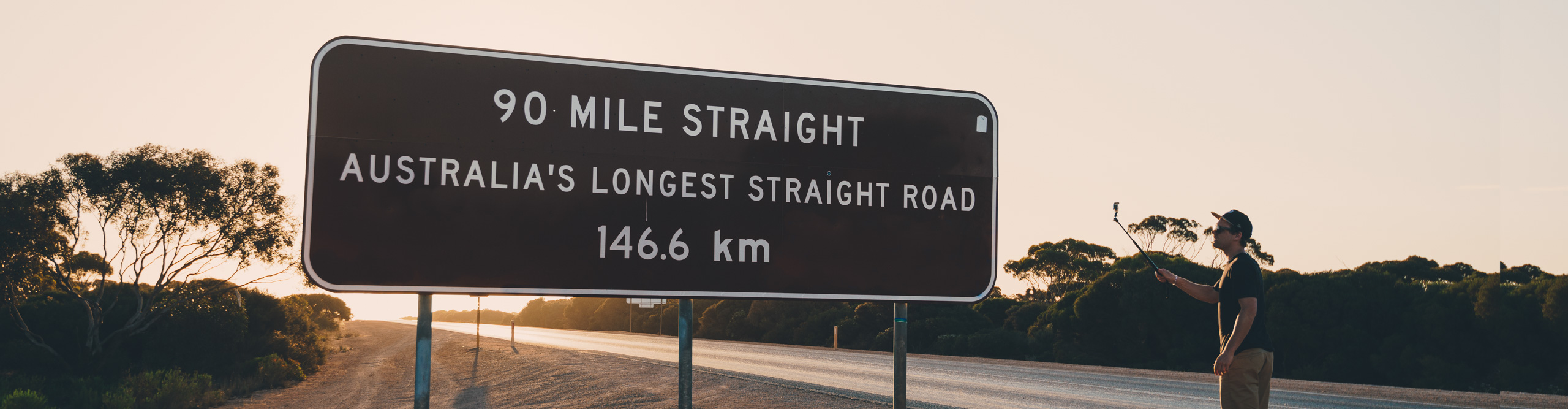 Australia's longest straight road on the Nullabor Plain in Western Australia