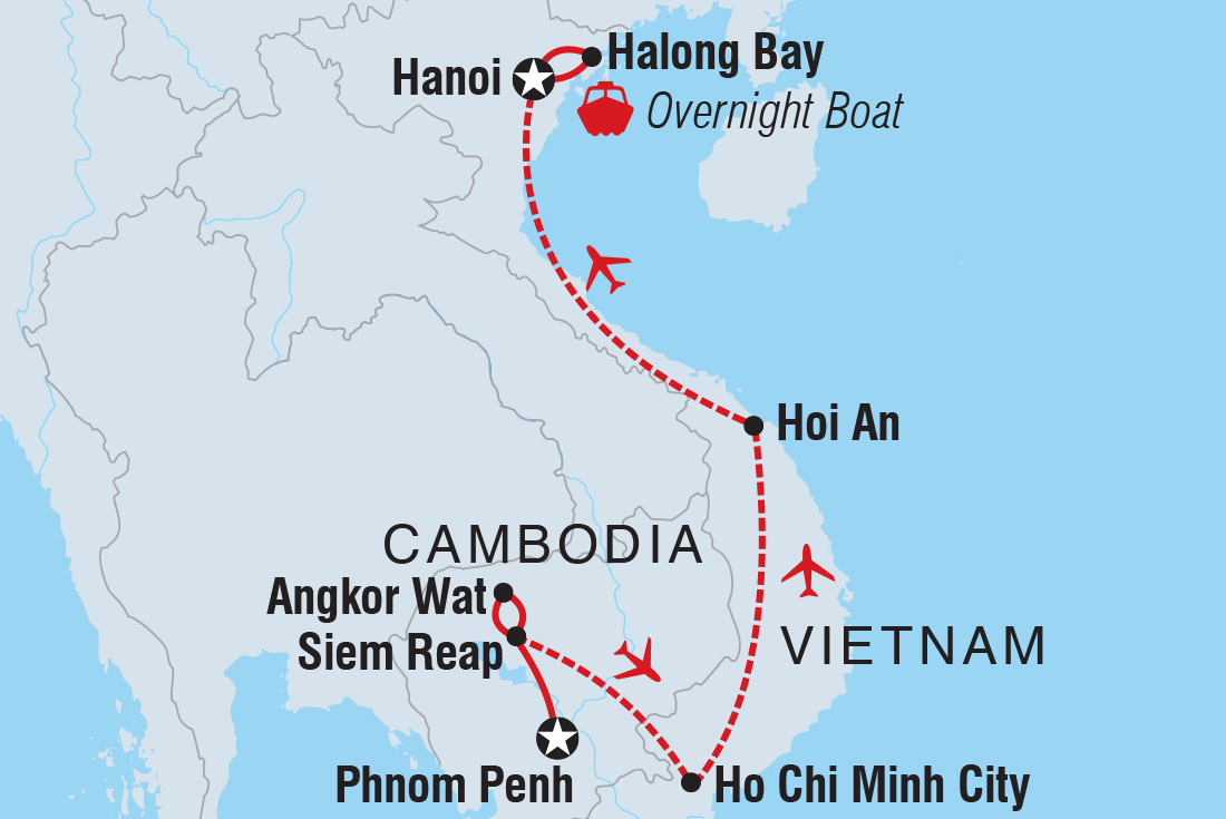 Map of Cambodia & Vietnam Discovery including Cambodia and Vietnam
