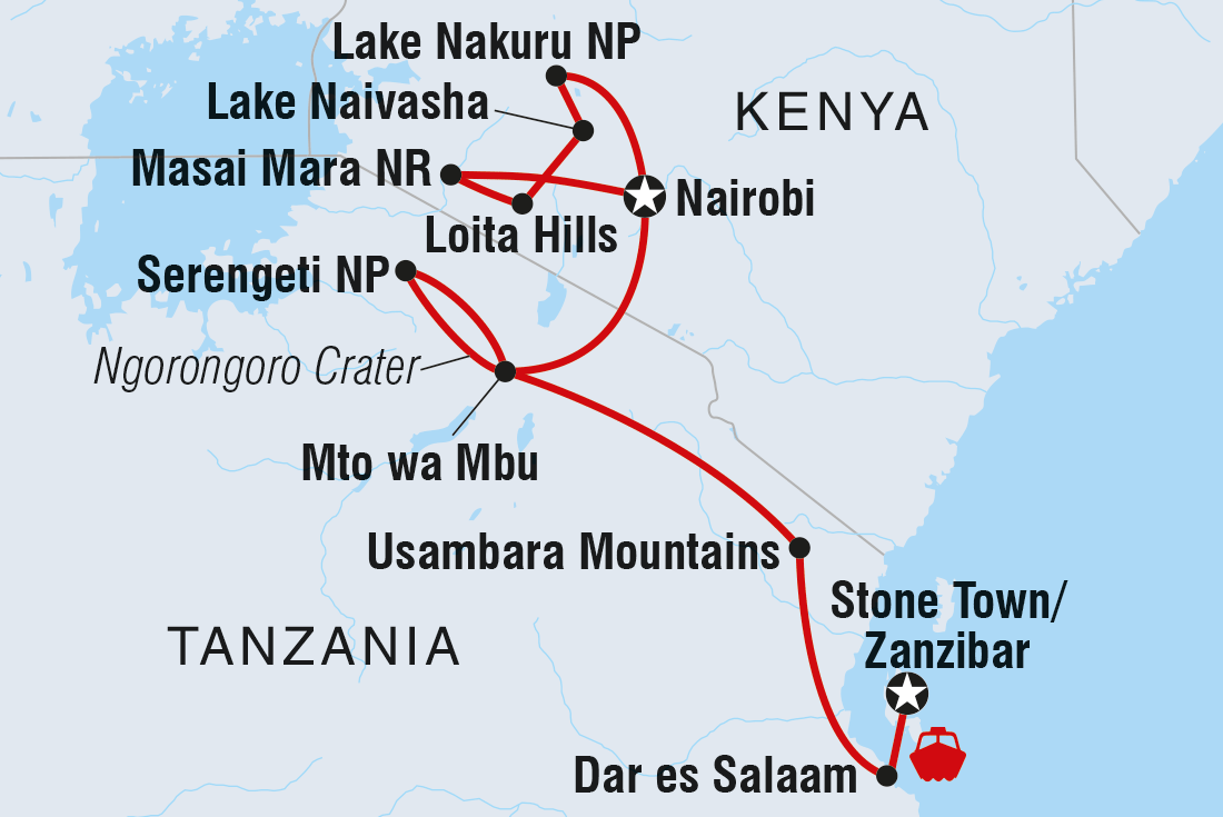 Map of Best Of East Africa including Kenya and Tanzania, United Republic Of