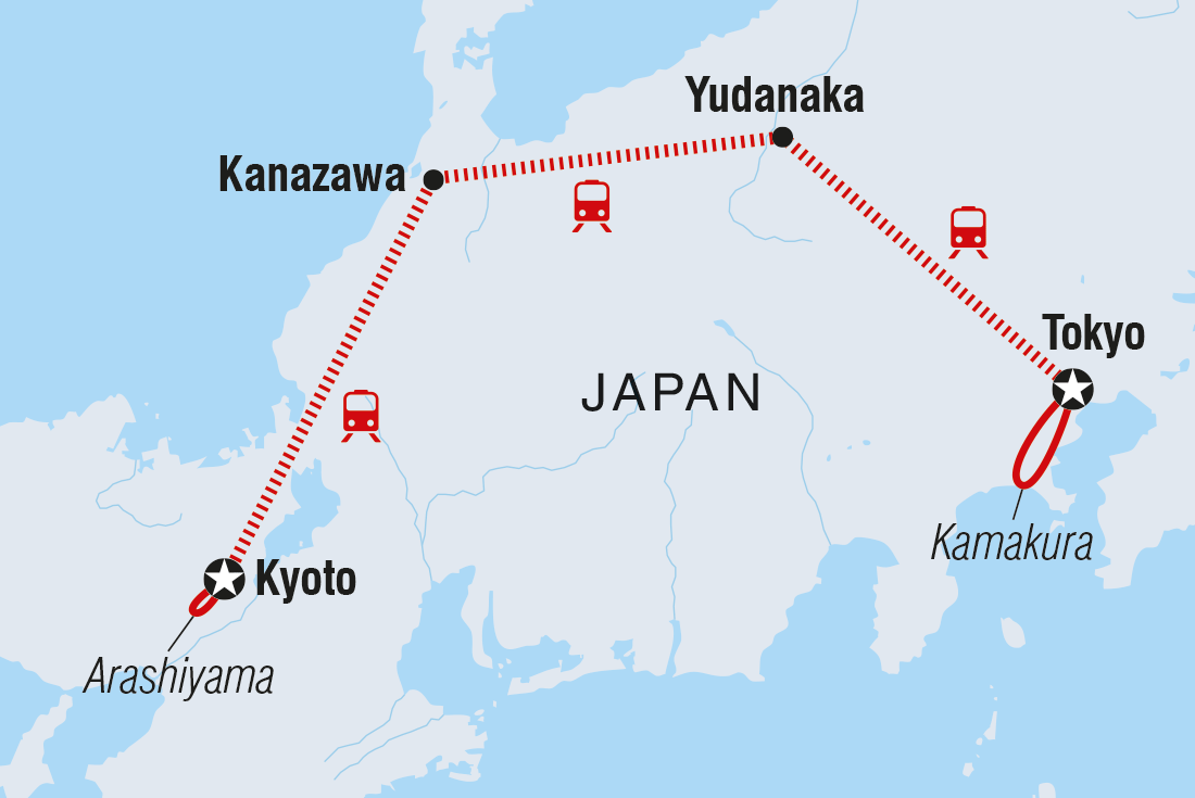 Map of Premium Highlights Of Japan including Japan