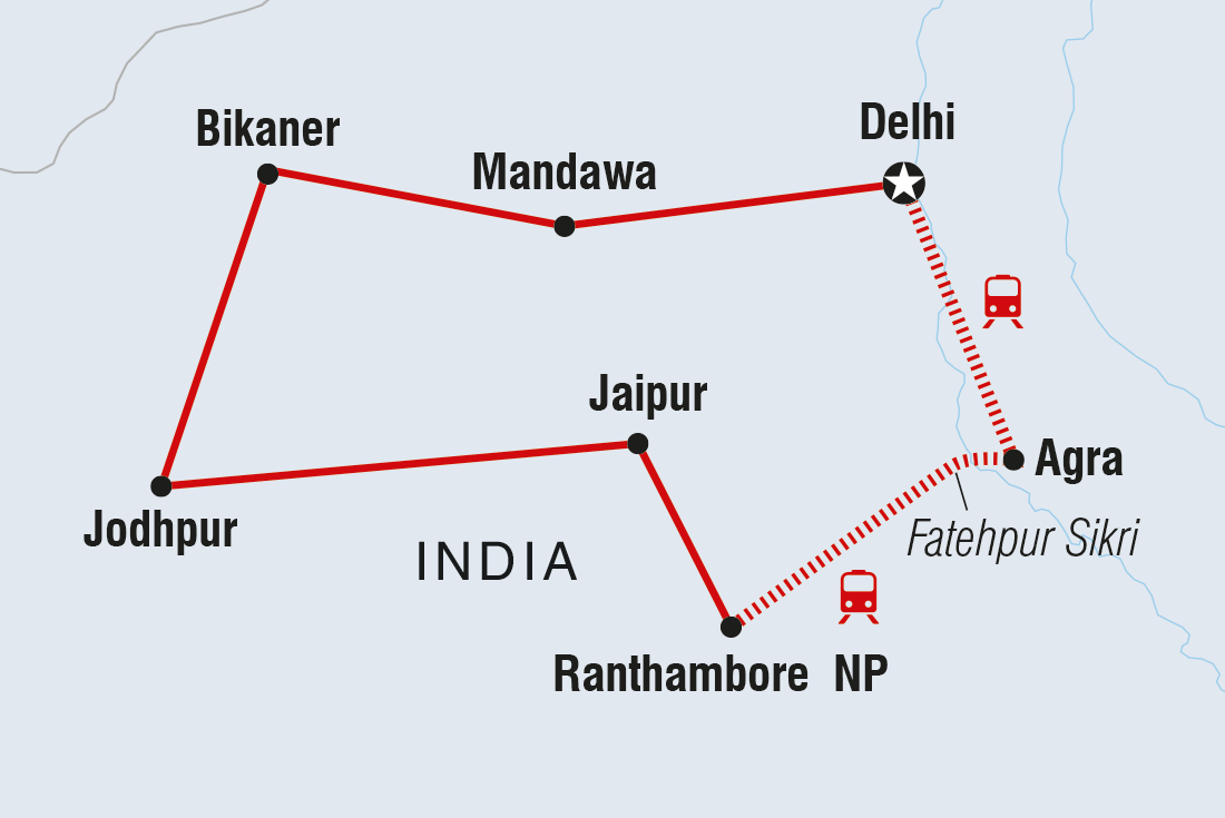 Map of Northern India Family Holiday Comfort including India