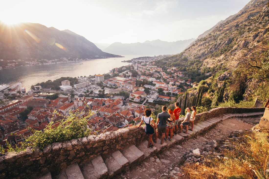 Intrepid travellers enjoing the sunset in Kotor - Montenegro