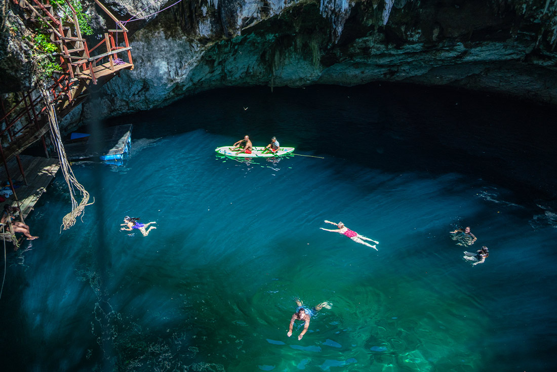 QBPN - Close up view of inside Cenote in Vallodolid, Mexico