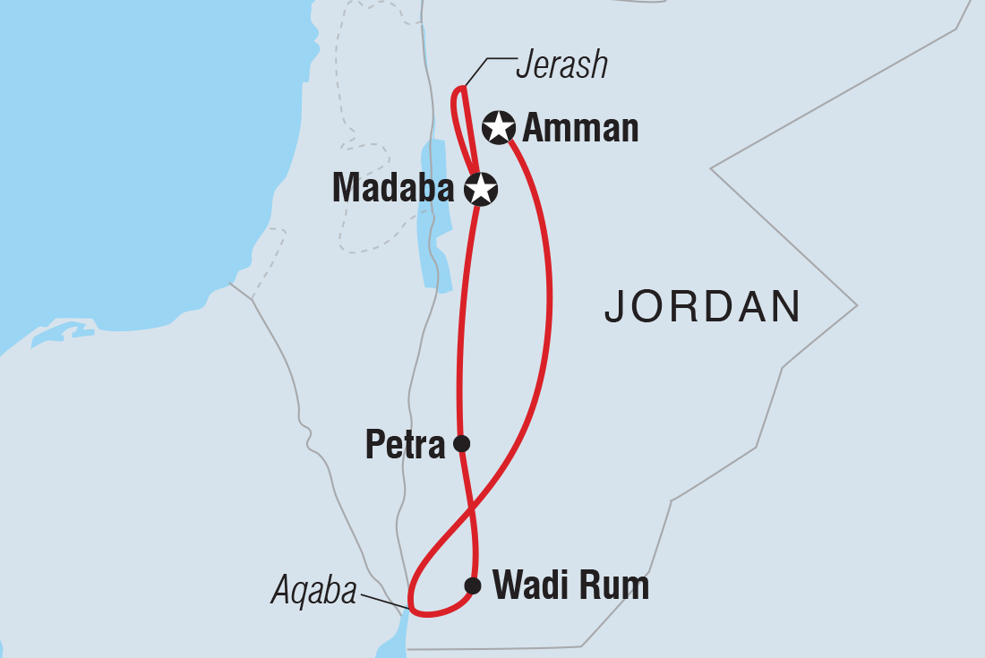 Map of Explore Jordan including Jordan