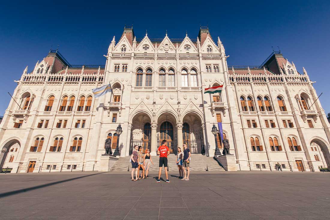 Travellers take in the unique architecture of Budapest 