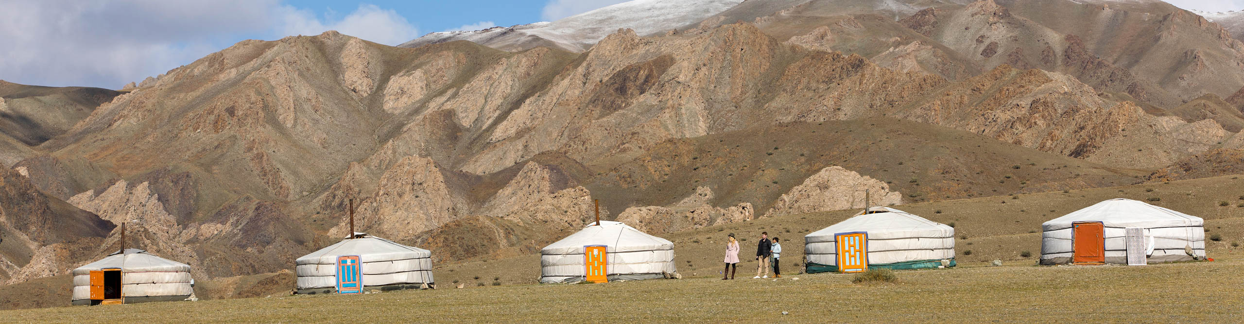 Tsagaan Khad Tourist Ger Camp, with yurt tents on Jargalant Khairkhan,  Mongolia 