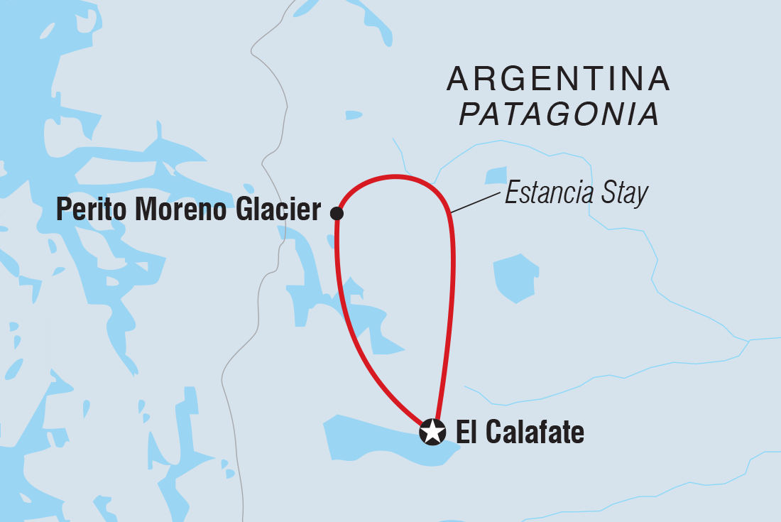 Map of Perito Moreno Glacier Short Break including Argentina
