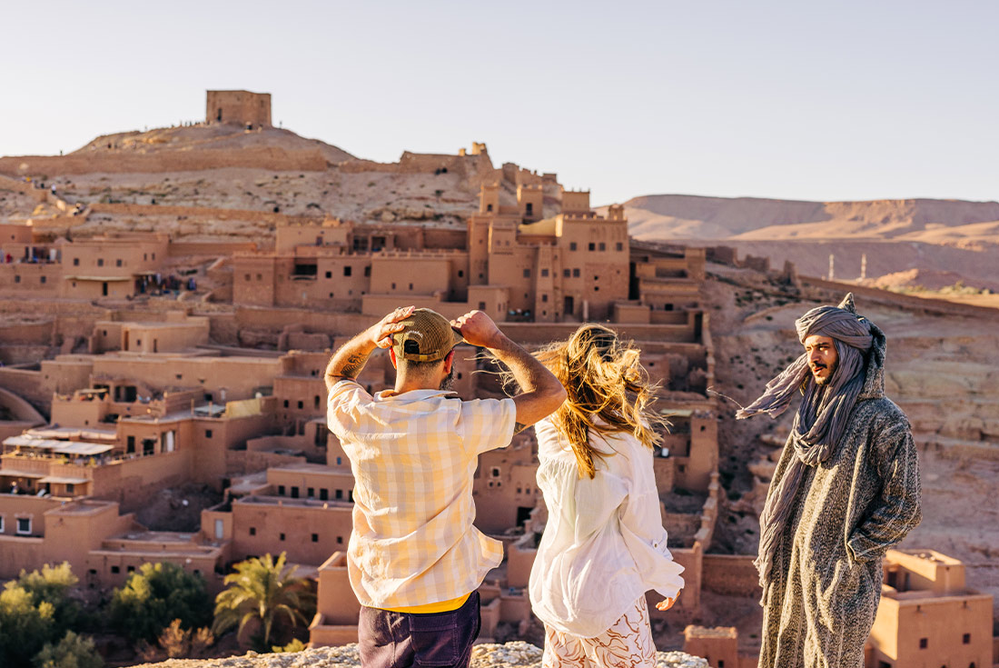 Travellers in Ait Benhaddou, Morocco