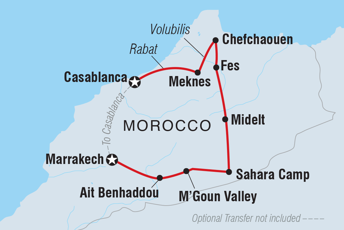 Map of Morocco Uncovered including Morocco