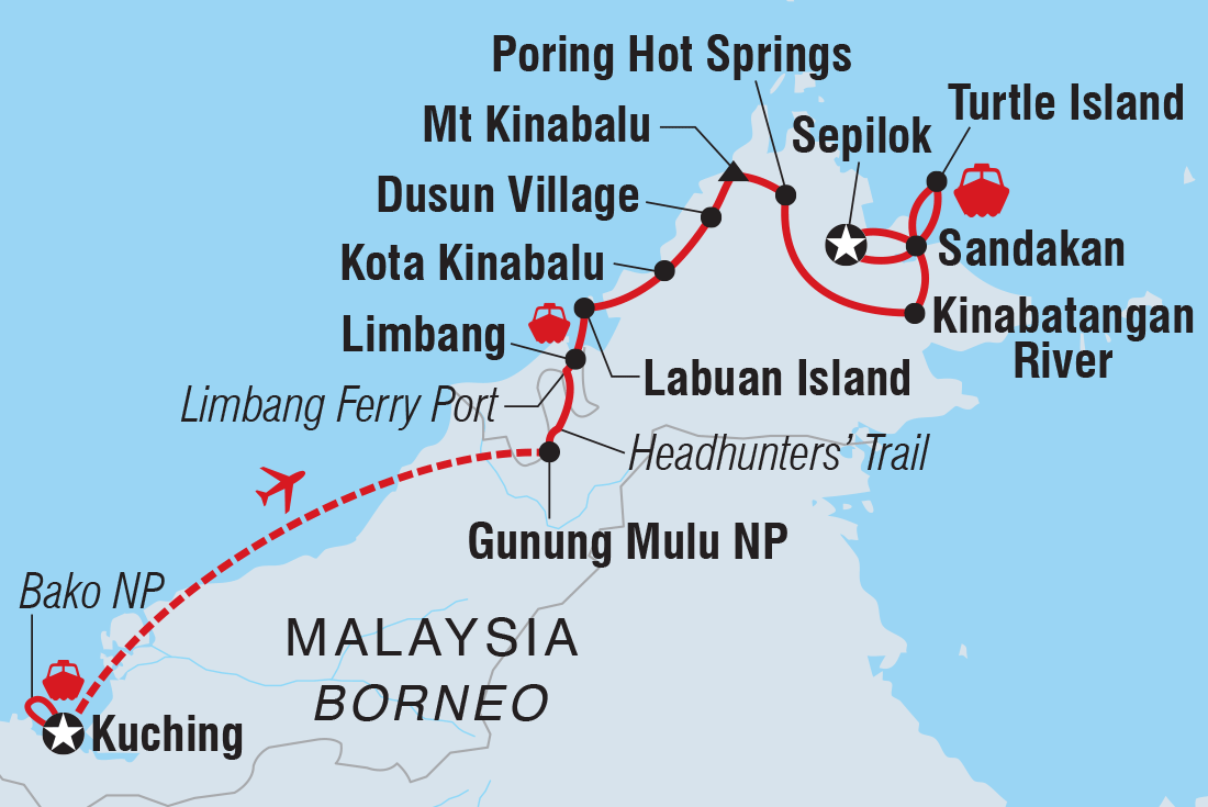 Map of Best Of Borneo including Malaysia