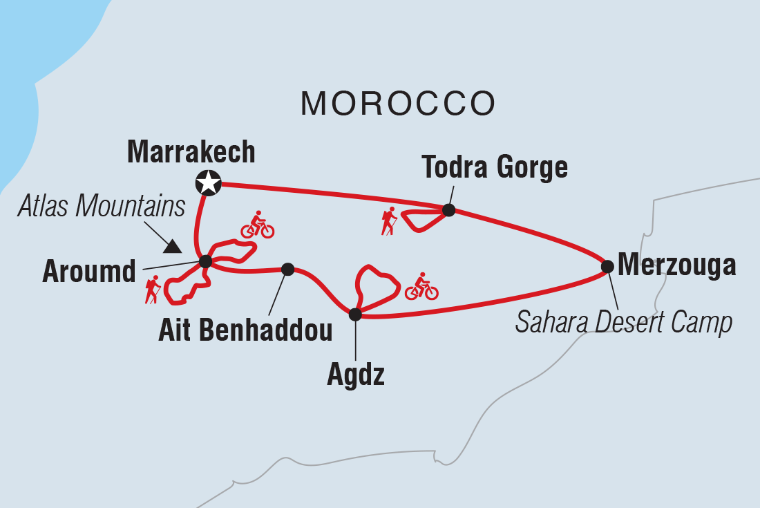 Map of Morocco: Hike & Bike including Morocco