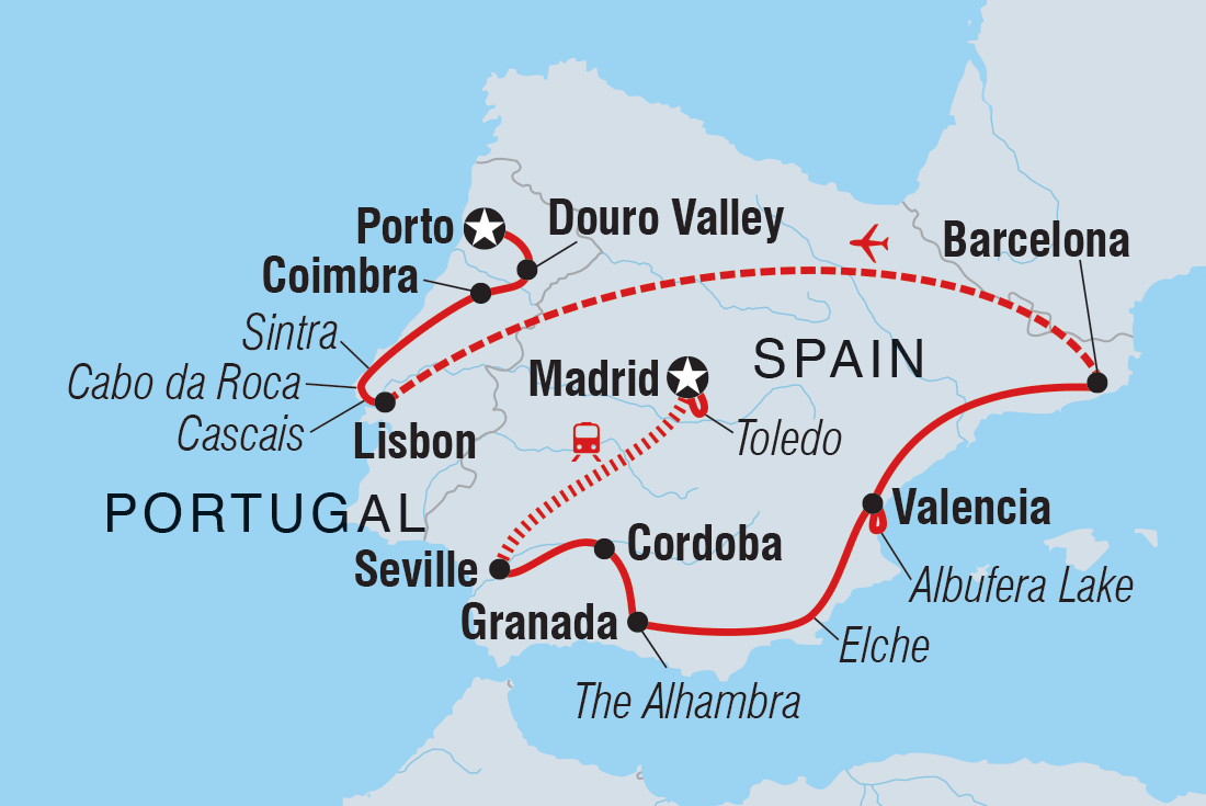 Map of Premium Spain & Portugal including Portugal and Spain