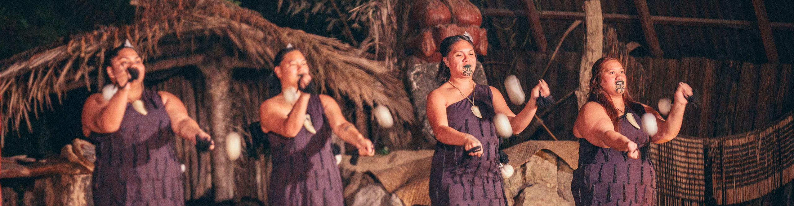 Maori women own stage doing Kapa Haka in Rotorua, New Zealand