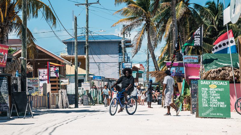A man rides a bike in Belize