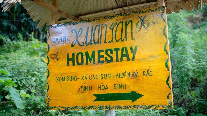 A sign to a homestay in Vietnam