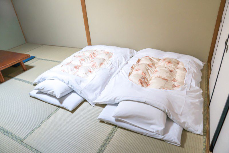 Two beds on the floor in a ryokan