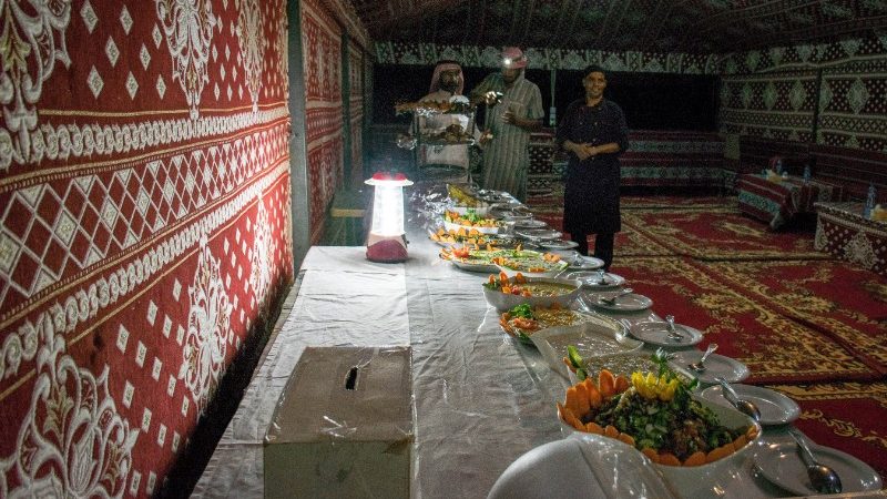 A meal in a Bedouin tent