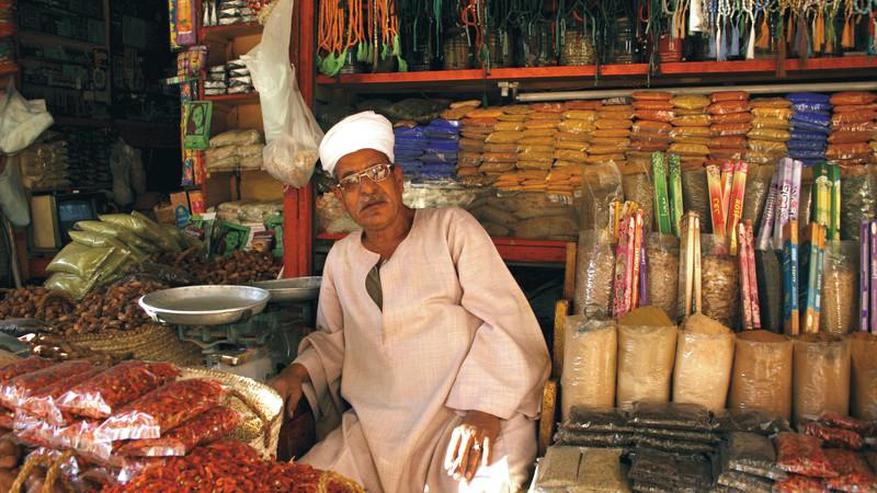 A vendor in the Aswan markets, Egypt