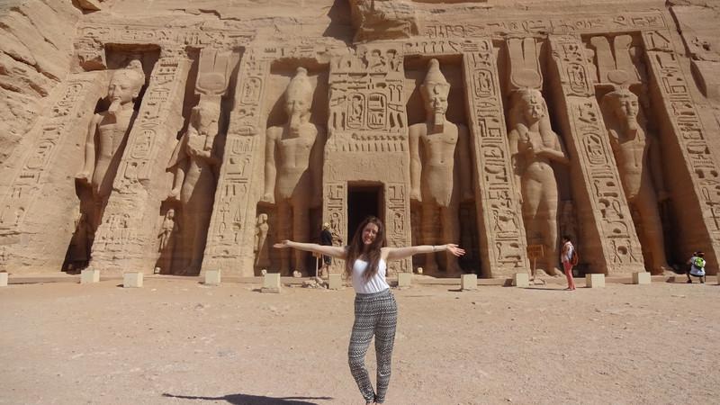 A woman posing at Abu Simbel