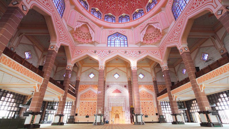 Inside the Putra Mosque in Kuala Lumpur