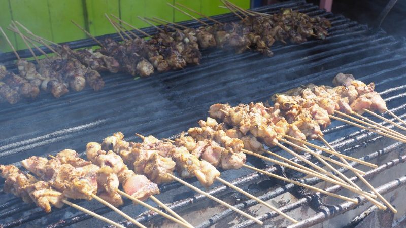 Skewers on a grill