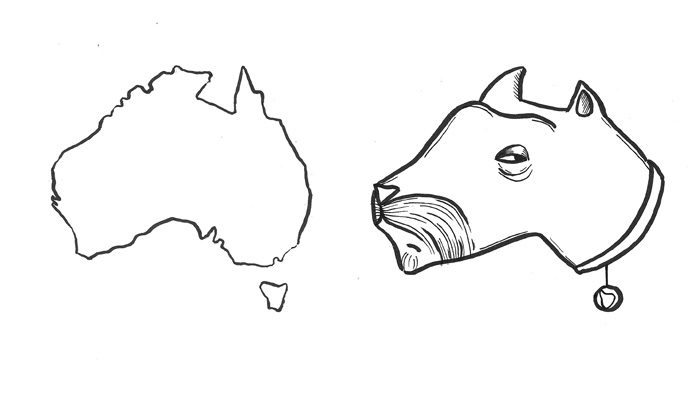 Illustration of Australia and a dog