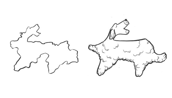 Illustration of Tajikistan and a dog
