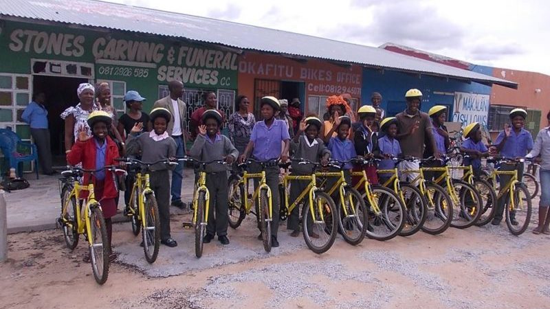 A group of people with their new bikes