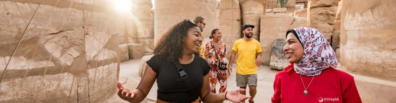 Travellers at Karnak temple, Egypt