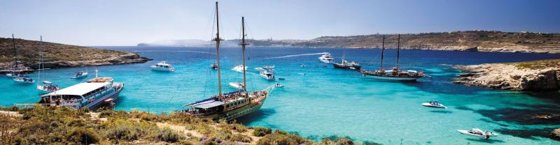 Sailing boats in a lagoon in Malta 