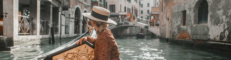 Cruising by gondola in Venice, Italy