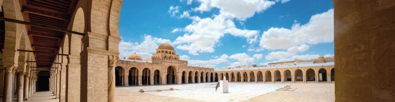 Ancient walls of Great Mosque in Kairouan city, Tunisia.