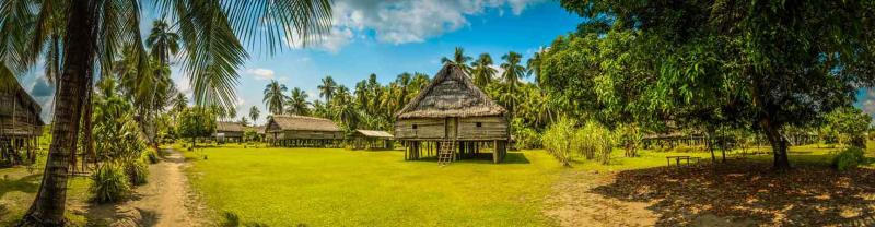 Local village in Avatip along the Sepik river in Papua New Guinea