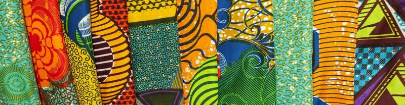 Colourful patterned fabric found in Ghana