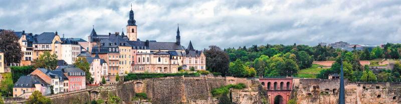 Views of buildings and bridge on cliffside of Luxembourg City