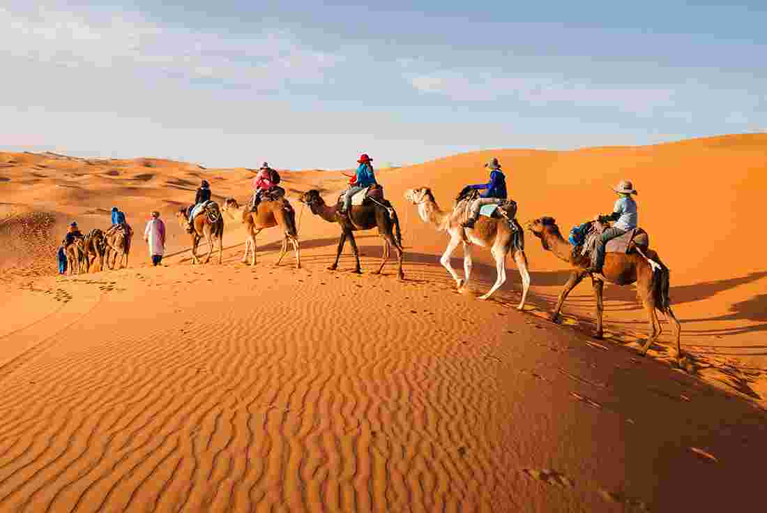 Пустыня дюны барханы караван верблюды загрузить